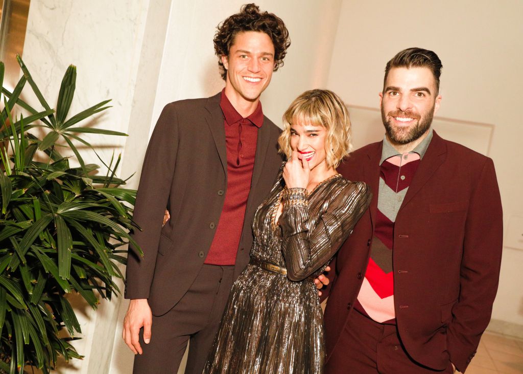  Miles McMillan, Sofia Boutella, Zachary Quinto (portant Bottega Veneta) Gala du Musée du Marteau dans le jardin, Los Angeles, États-Unis - 14 octobre 2017 </span><figcaption class=