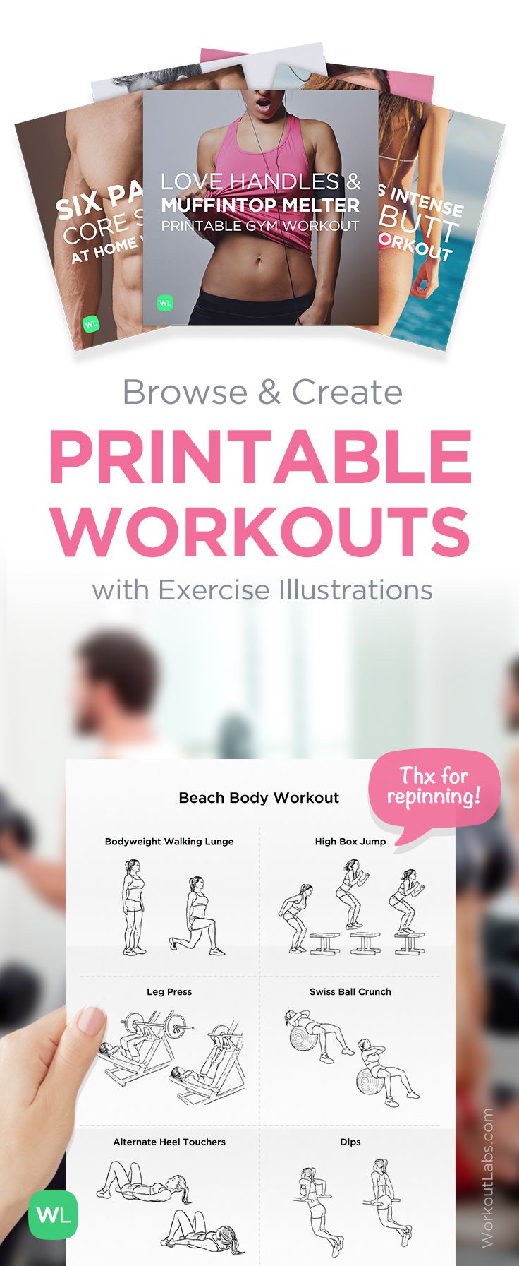 Fitness Motivation : Visual PDF workouts with exercise illustrations ...